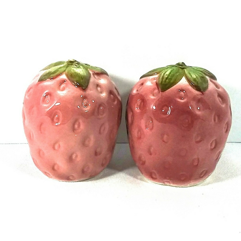 Ceramic glazed Strawberry Salt & Pepper Shakers